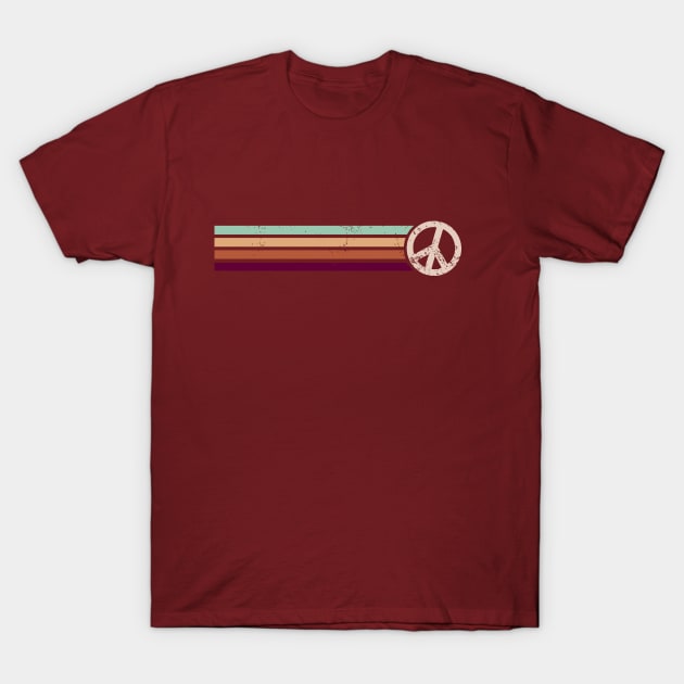 RETRO PEACE STRIPES - Clay & Sage T-Shirt by Jitterfly